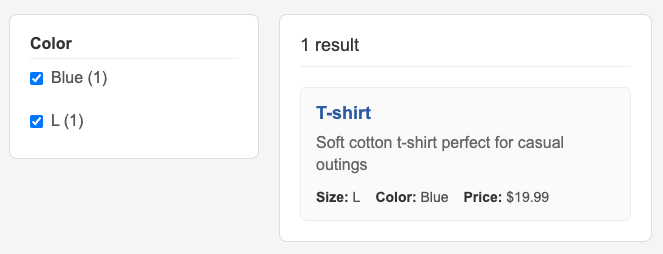 Faceted search results
