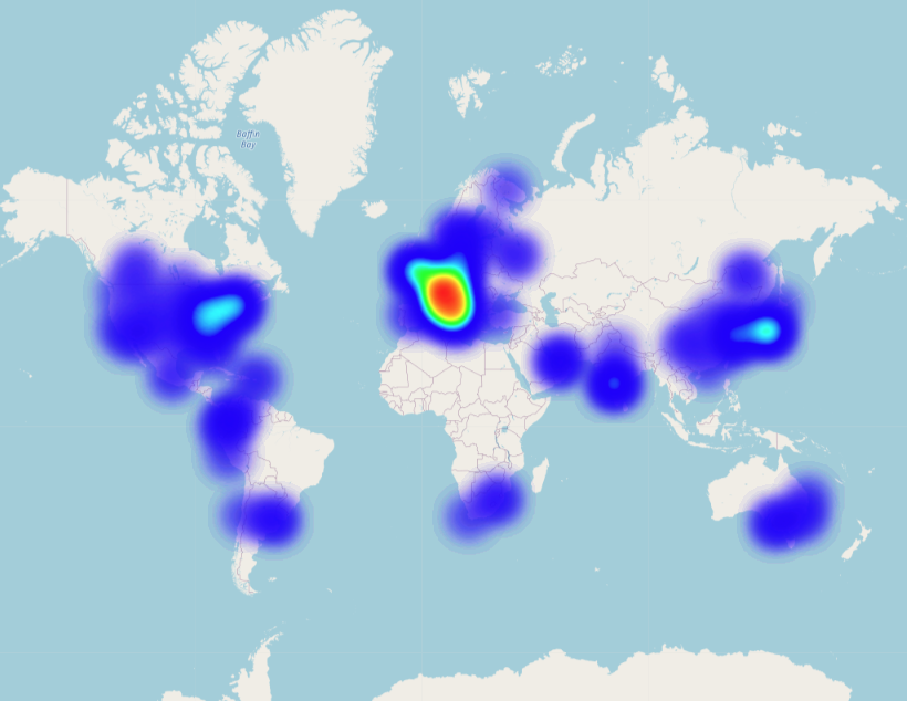 Example region map in SmartObserve Dashboards